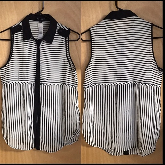 CUTE BUTTON DOWN SHEER COLLAR SLEEVELESS TOP - Picture 2 of 8